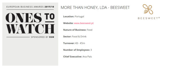 One's to Watch European Business Award beesweet